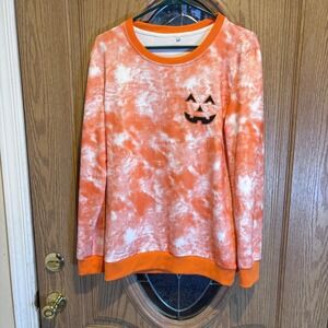 Halloween Tie Dye Sweatshirt Men's Medium Pumpkin Graphic Costume‎ Pullover